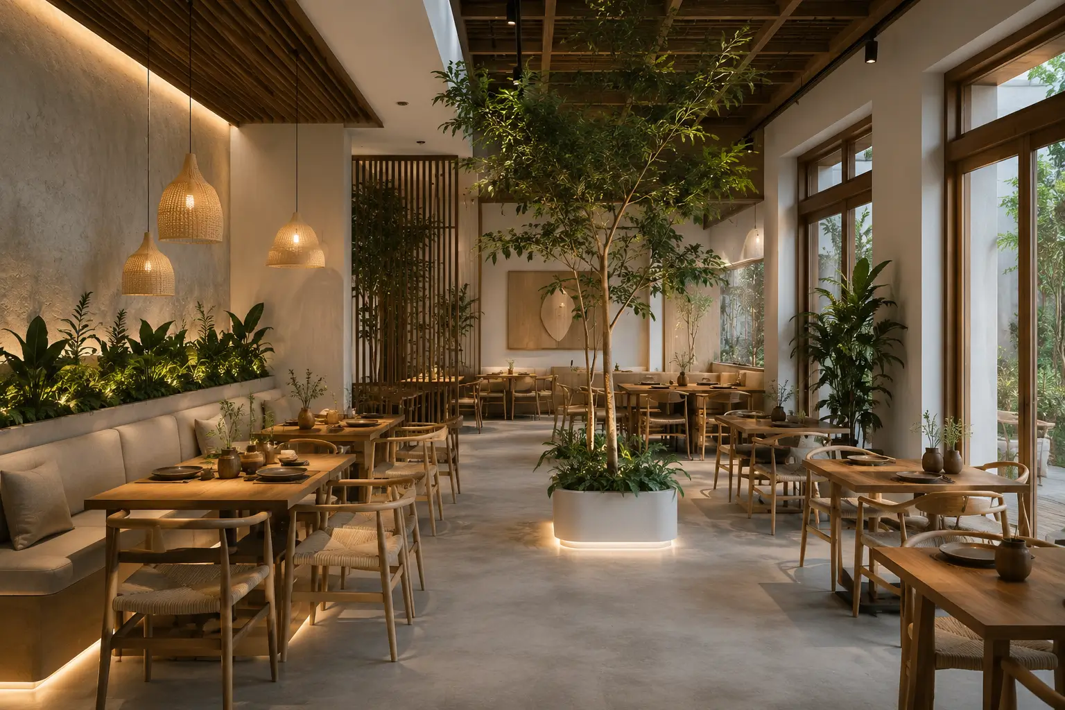 Desain Restoran Minimalis dengan Sentuhan Natural