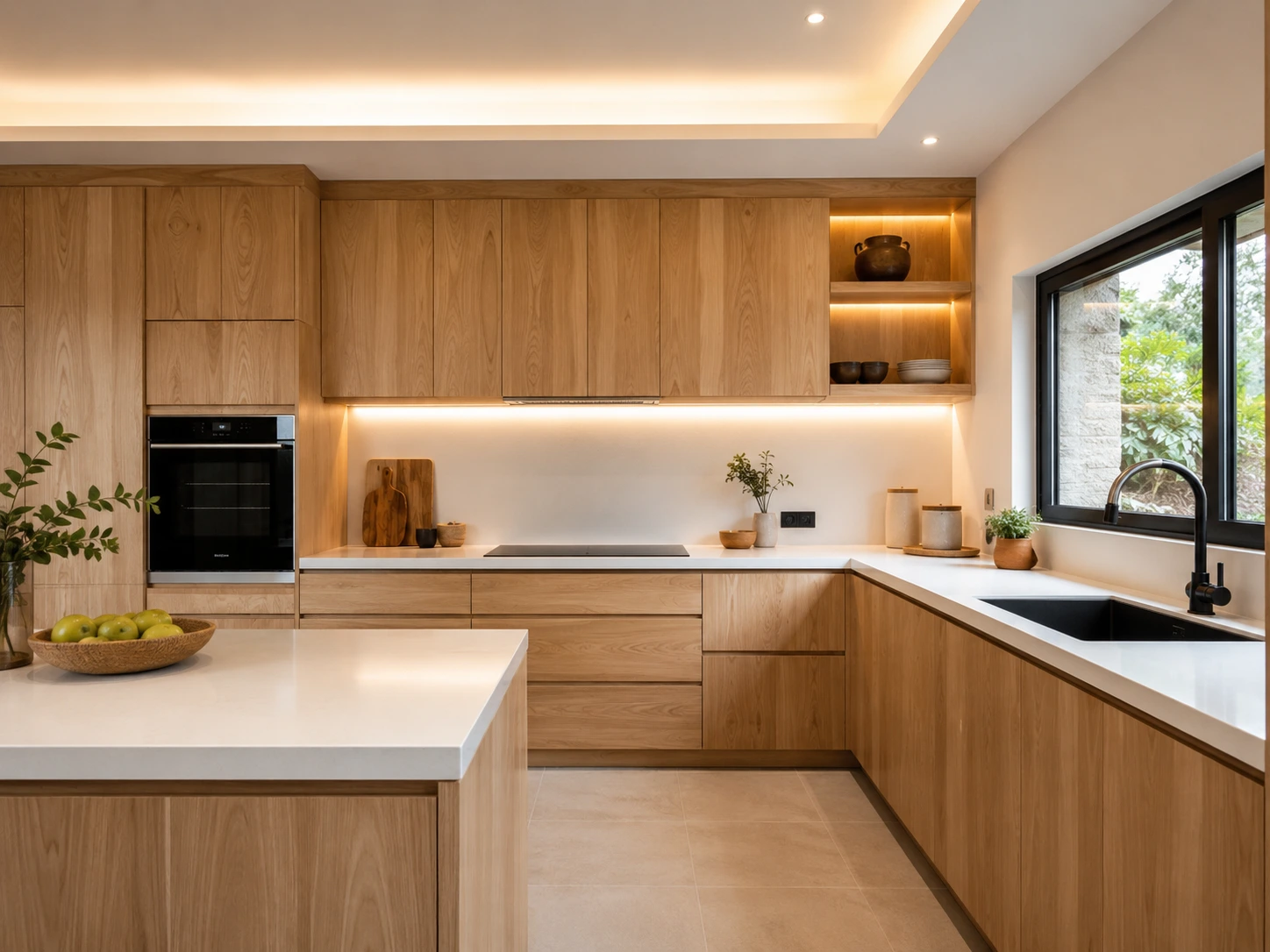 Kitchen Set Kayu Sungkai untuk Dapur Natural