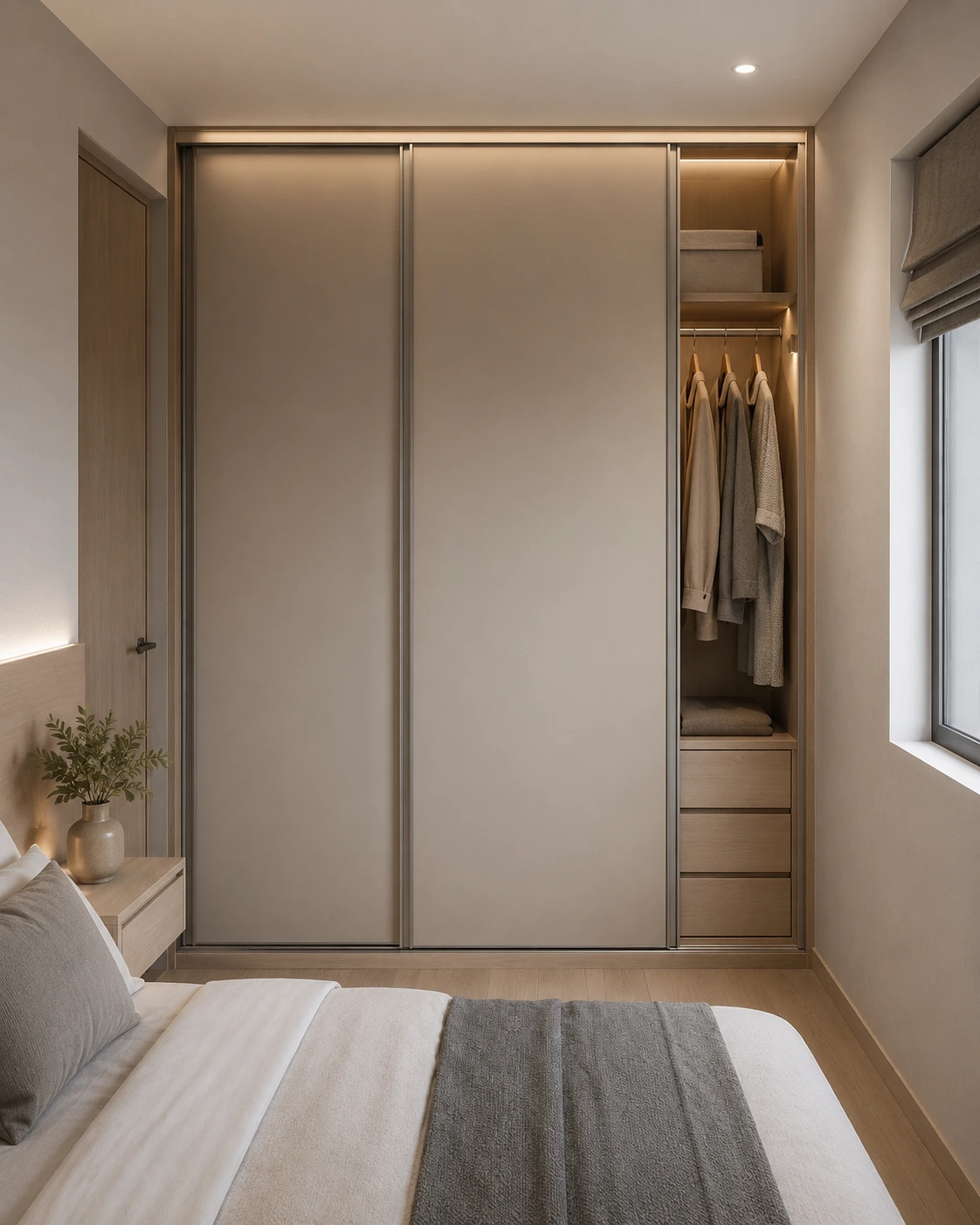 Lemari Pintu Geser untuk Kamar Sempit