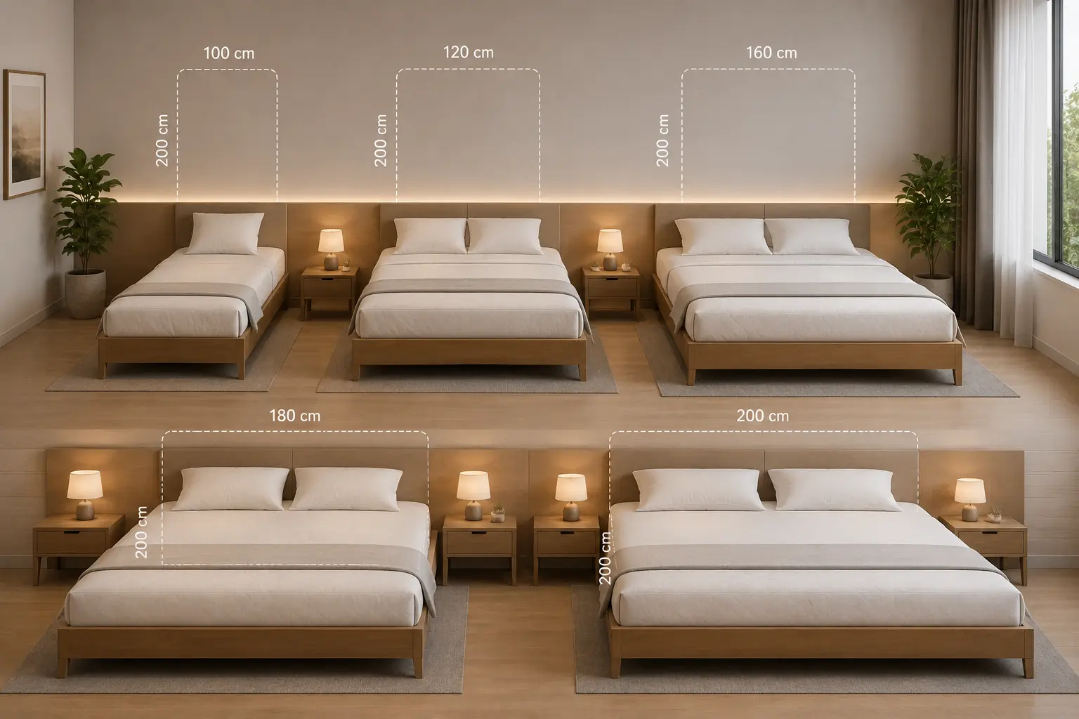 Perbandingan ukuran kasur standar dalam kamar tidur modern