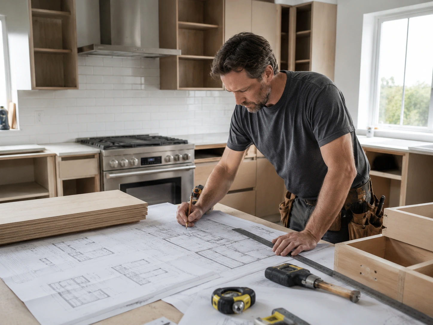 Perencanaan desain dan pengukuran sebelum membuat kitchen set sendiri