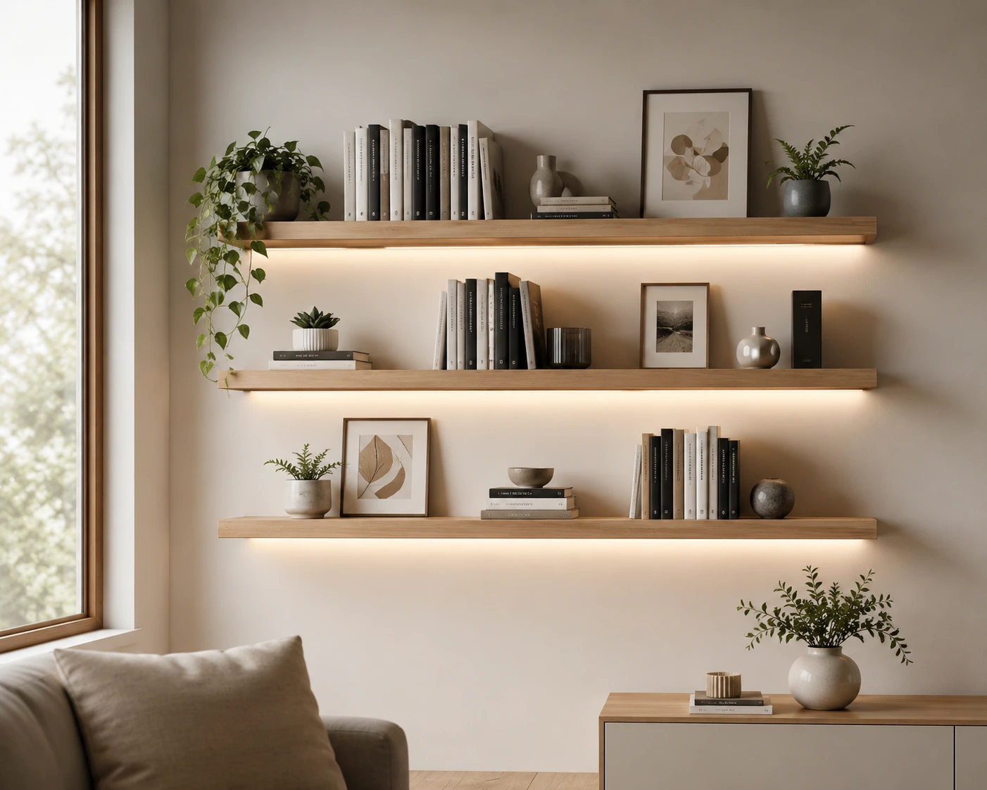 Rak Buku Floating Shelf yang Simpel dan Elegan