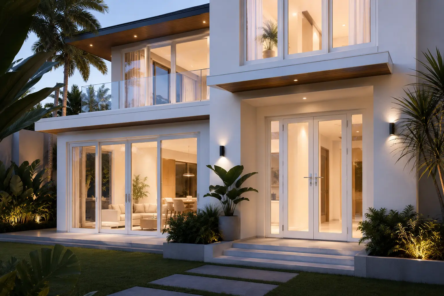Rumah modern dengan kombinasi pintu dan jendela uPVC