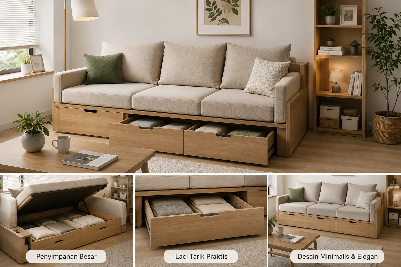 Sofa Storage Ruang Duduk Sekaligus Penyimpanan Tambahan