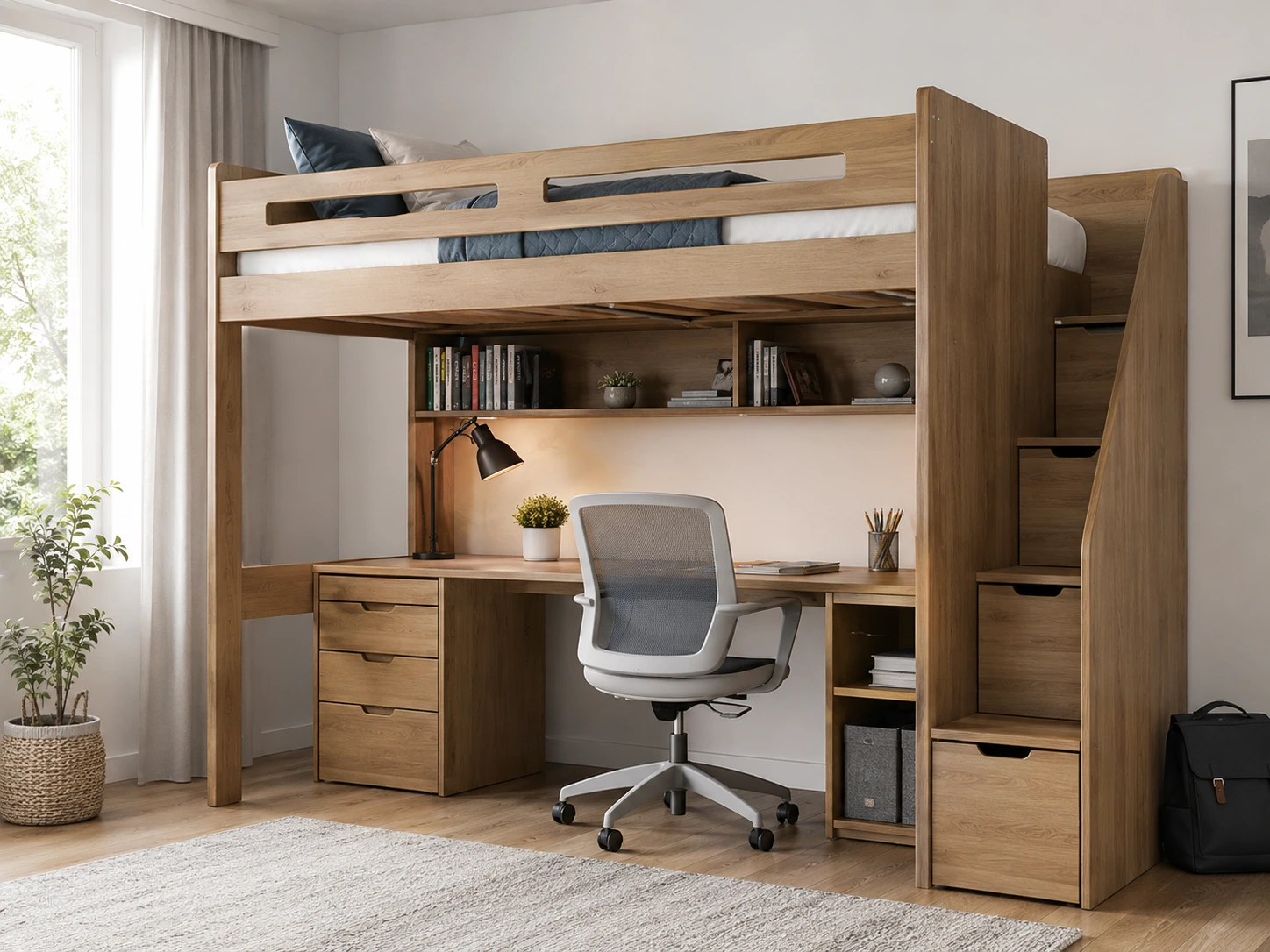 Tempat Tidur Tingkat dengan Meja Belajar