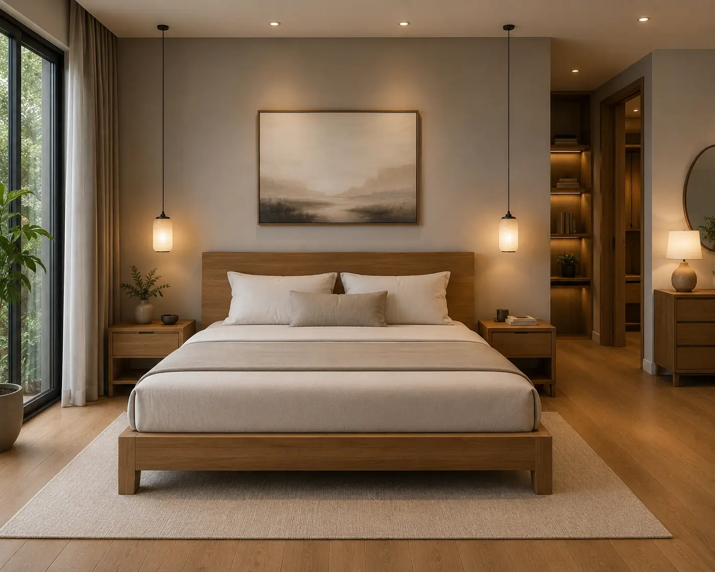 Ukuran kasur queen dalam desain kamar tidur minimalis modern