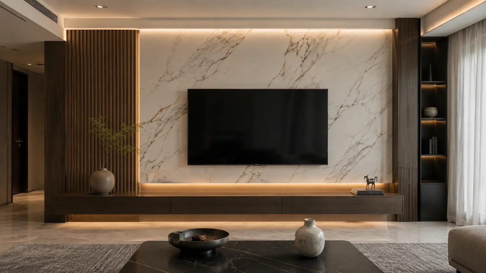 Backdrop TV Mewah Bergaya Minimalis Modern