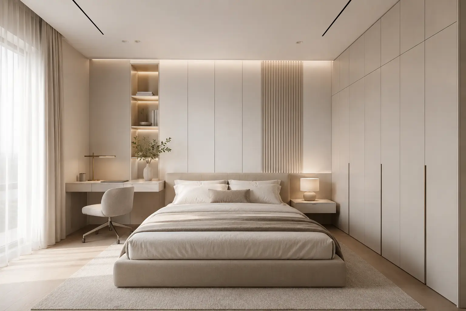Desain kamar tidur aesthetic minimalis yang rapi dan nyaman