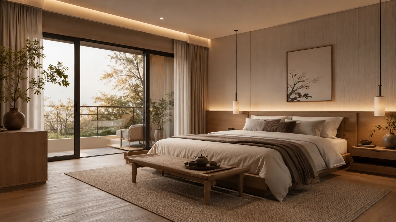 Inspirasi desain kamar tidur bergaya Japandi dan Scandinavian