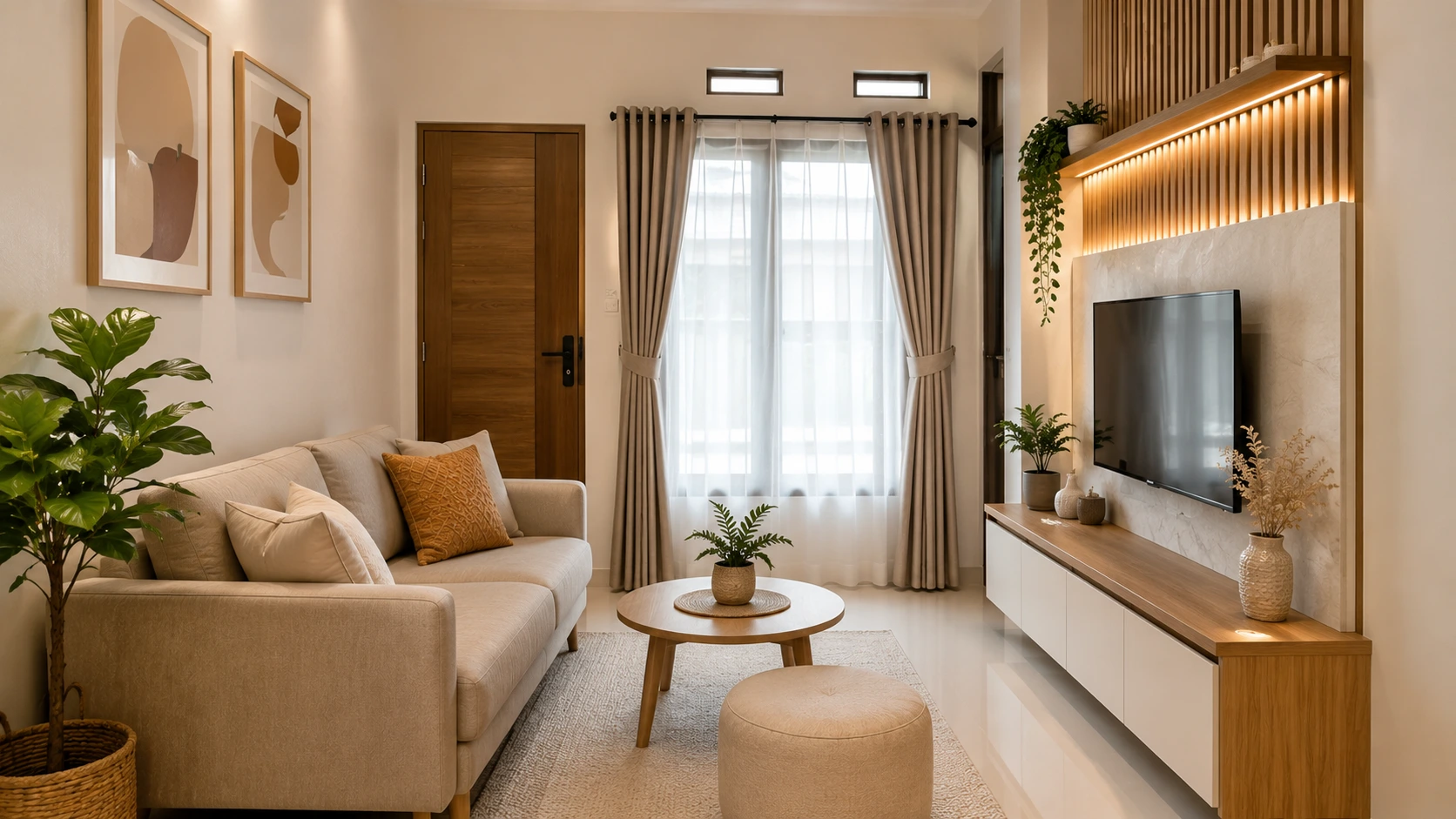 Inspirasi ruang tamu sederhana untuk rumah minimalis tipe 36