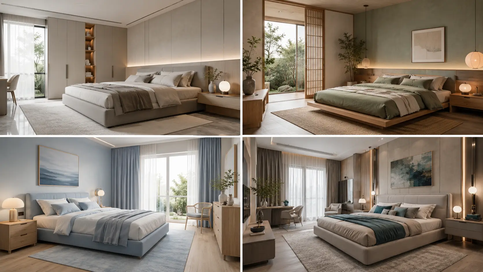 Inspirasi warna kamar tidur yang sejuk untuk gaya minimalis, Japandi, Scandinavian, dan modern