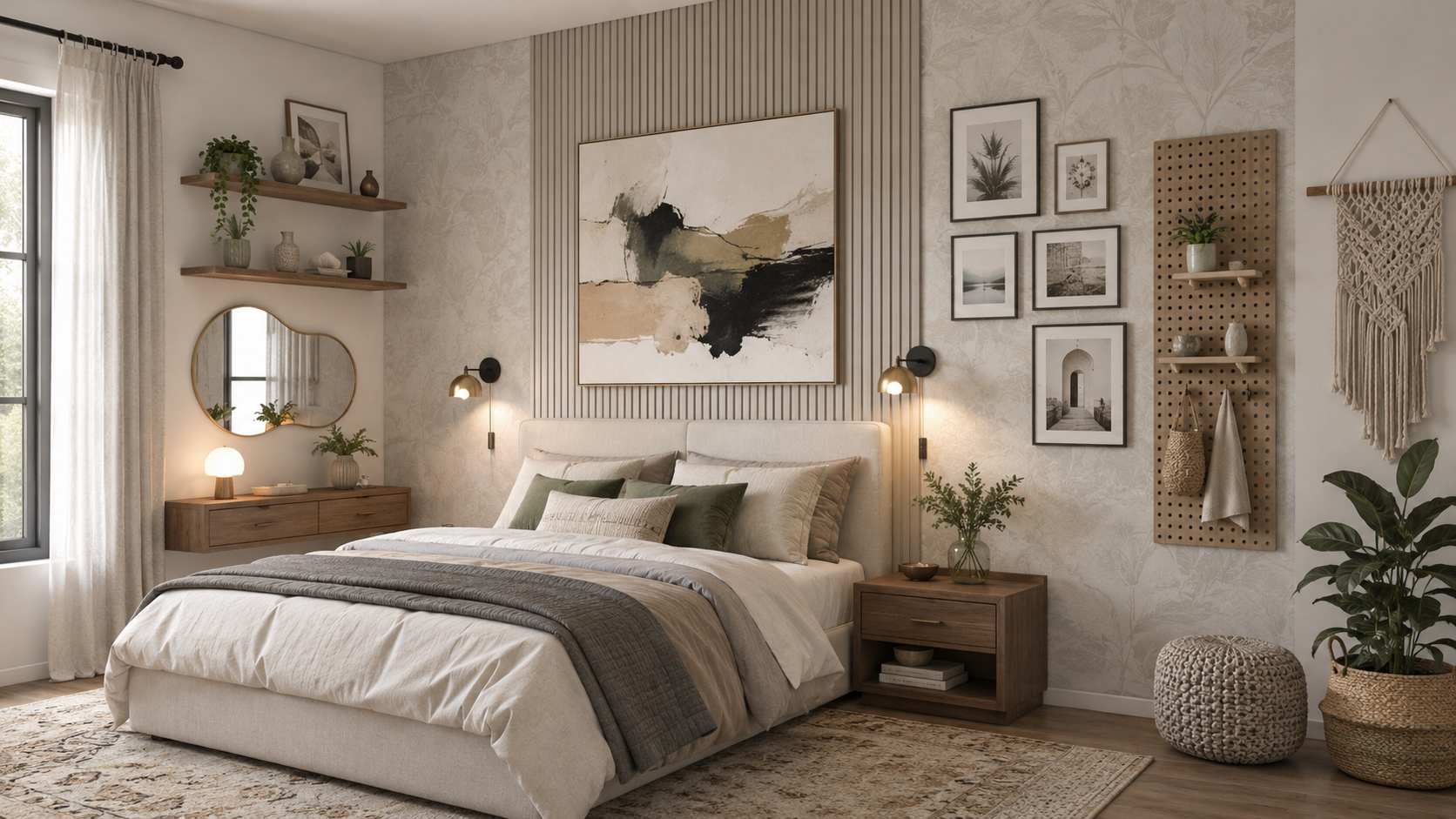 Jenis hiasan dinding kamar tidur yang estetik dan fungsional.