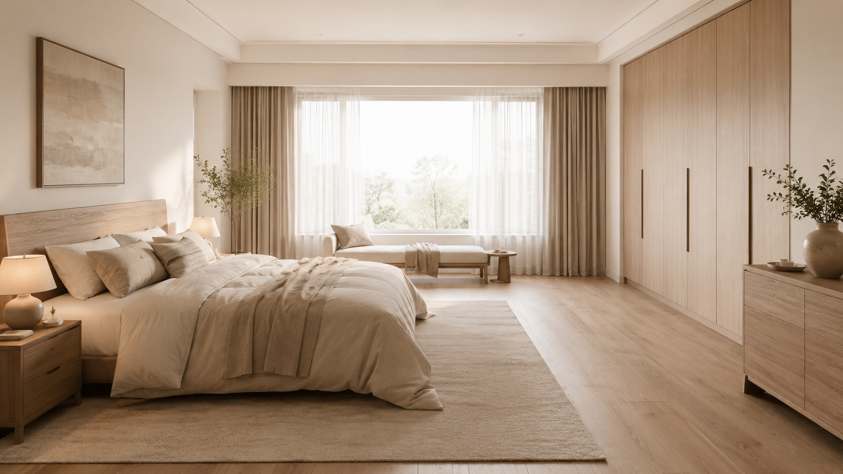 Kamar Tidur Sederhana untuk Ruangan yang Lebih Luas