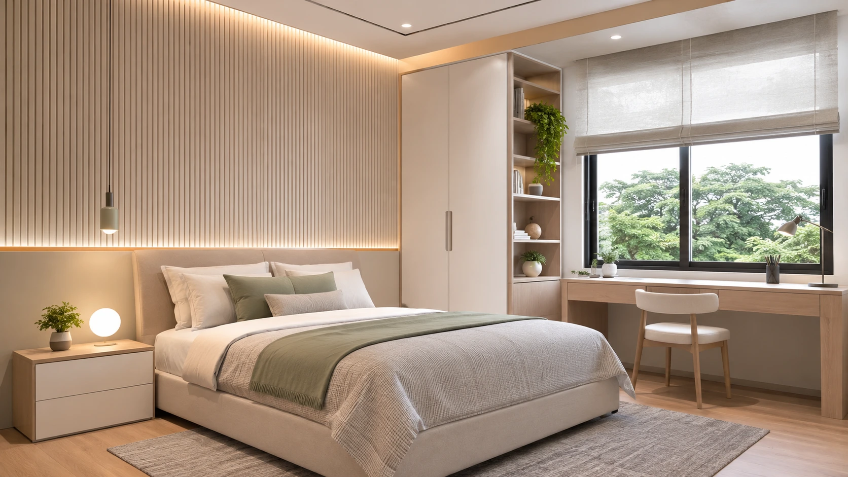 Kamar remaja unisex yang mudah disesuaikan