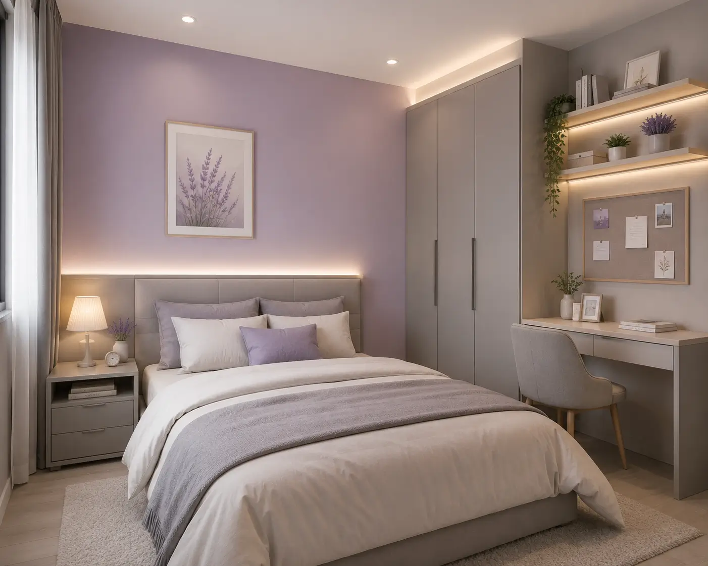Kombinasi Lavender dan Abu-Abu Hangat
