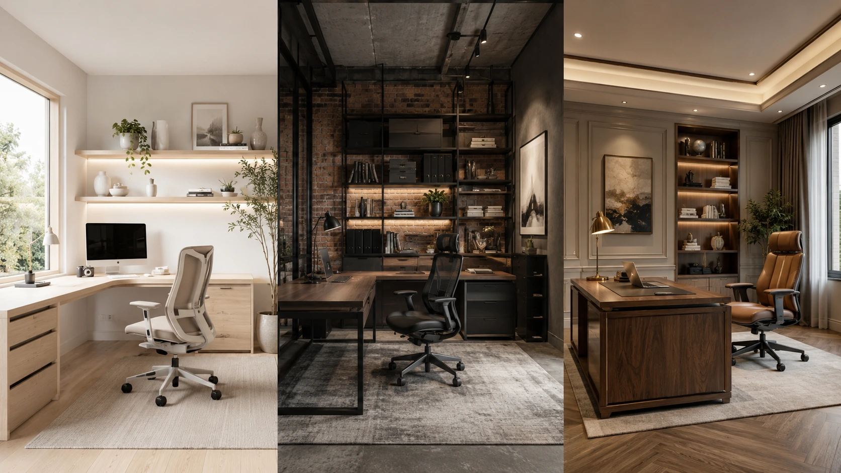 Pilihan gaya interior ruang kerja pribadi modern dan elegan