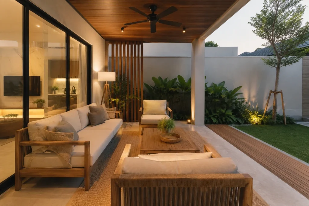 Ruang Tamu Outdoor Inspirasi Desain Minimalis, Estetik, dan Cozy